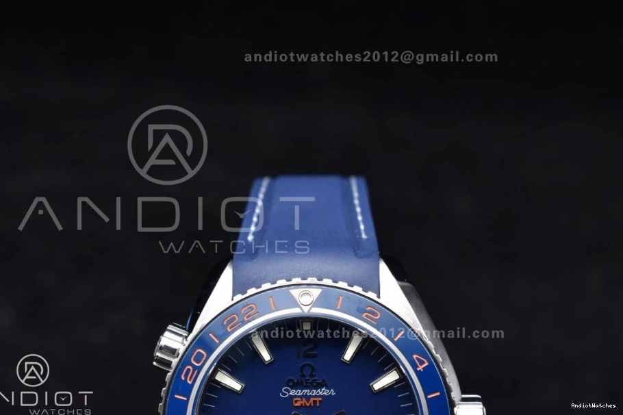 Strap GMT Ceramic Clone Ocean Bezel on Blue Blue 600M Dial Rubber Trendsetting Co-Axial Planet VSF Edition Best 1009 1:1 Super 43.5mm A8605 1219